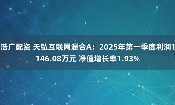 浩广配资 天弘互联网混合A：2025年第一季度利润1146.08万元 净值增长率1.93%