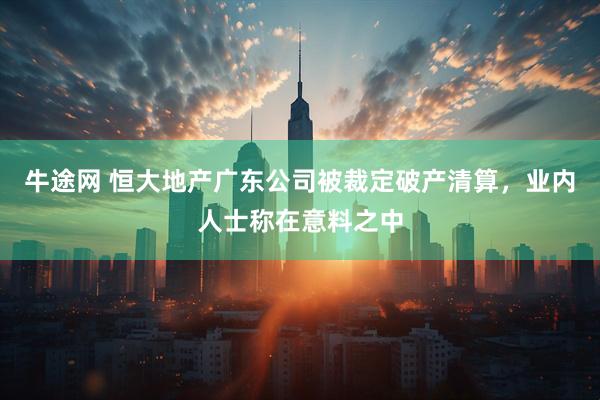 牛途网 恒大地产广东公司被裁定破产清算，业内人士称在意料之中